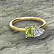 2 - Esther GIA Certified Heart Shape Diamond & Emerald Shape Peridot 2 Stone Duo Ring 