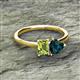 2 - Esther Emerald Shape Peridot & Heart Shape London Blue Topaz 2 Stone Duo Ring 