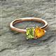 2 - Esther Emerald Shape Peridot & Heart Shape Citrine 2 Stone Duo Ring 