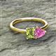 2 - Esther Emerald Shape Peridot & Heart Shape Lab Created Pink Sapphire 2 Stone Duo Ring 