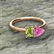 2 - Esther Emerald Shape Peridot & Heart Shape Lab Created Pink Sapphire 2 Stone Duo Ring 