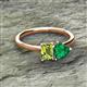 2 - Esther Emerald Shape Peridot & Heart Shape Lab Created Emerald 2 Stone Duo Ring 