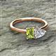 2 - Esther Emerald Shape Peridot & Heart Shape Forever Brilliant Moissanite 2 Stone Duo Ring 