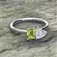 2 - Esther Emerald Shape Peridot & Heart Shape Lab Created White Sapphire 2 Stone Duo Ring 