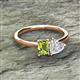 2 - Esther Emerald Shape Peridot & Heart Shape White Sapphire 2 Stone Duo Ring 