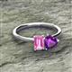 2 - Esther Emerald Shape Pink Sapphire & Heart Shape Amethyst 2 Stone Duo Ring 