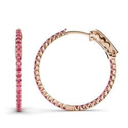 Melissa ctw Inside Outside Round Rhodolite Garnet Eternity Hoop Earrings Round Rhodolite Garnet ctw Four Prong Inside Outside Women Eternity Hoop Earrings K Rose Gold