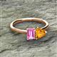 2 - Esther Emerald Shape Pink Sapphire & Heart Shape Citrine 2 Stone Duo Ring 