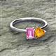 2 - Esther Emerald Shape Pink Sapphire & Heart Shape Citrine 2 Stone Duo Ring 