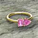 2 - Esther Emerald Shape Pink Sapphire & Heart Shape Lab Created Pink Sapphire 2 Stone Duo Ring 