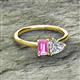 2 - Esther IGI Certified Heart Shape Lab Grown Diamond & Emerald Shape Pink Sapphire 2 Stone Duo Ring 