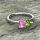 2 - Esther Emerald Shape Pink Sapphire & Heart Shape Peridot 2 Stone Duo Ring 