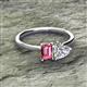 2 - Esther GIA Certified Heart Shape Diamond & Emerald Shape Pink Tourmaline 2 Stone Duo Ring 