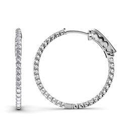 Melissa ctw Inside Outside Round Natural White Sapphire Eternity Hoop Earrings Round Natural White Sapphire ctw Four Prong Inside Outside Women Eternity Hoop Earrings K White Gold