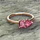 2 - Esther Emerald & Heart Shape Pink Tourmaline 2 Stone Duo Ring 