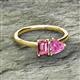 2 - Esther Emerald Shape Pink Tourmaline & Heart Shape Pink Sapphire 2 Stone Duo Ring 