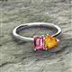 2 - Esther Emerald Shape Pink Tourmaline & Heart Shape Citrine 2 Stone Duo Ring 