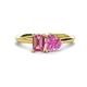 1 - Esther Emerald Shape Pink Tourmaline & Heart Shape Lab Created Pink Sapphire 2 Stone Duo Ring 