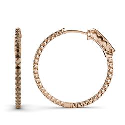Melissa ctw Inside Outside Round Smoky Quartz Eternity Hoop Earrings Round Smoky Quartz ctw Four Prong Inside Outside Women Eternity Hoop Earrings K Rose Gold