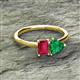 2 - Esther Emerald Shape Lab Created Ruby & Heart Shape Lab Created Emerald 2 Stone Duo Ring 