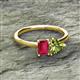 2 - Esther Emerald Shape Lab Created Ruby & Heart Shape Peridot 2 Stone Duo Ring 