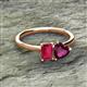 2 - Esther Emerald Shape Lab Created Ruby & Heart Shape Rhodolite Garnet 2 Stone Duo Ring 