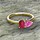 2 - Esther Emerald Shape Lab Created Ruby & Heart Shape Pink Sapphire 2 Stone Duo Ring 