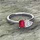 2 - Esther Emerald Shape Lab Created Ruby & Heart Shape White Sapphire 2 Stone Duo Ring 