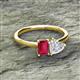2 - Esther Emerald Shape Lab Created Ruby & Heart Shape White Sapphire 2 Stone Duo Ring 