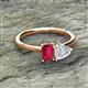 2 - Esther Emerald Shape Lab Created Ruby & Heart Shape White Sapphire 2 Stone Duo Ring 