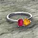 2 - Esther Emerald Shape Lab Created Ruby & Heart Shape Citrine 2 Stone Duo Ring 