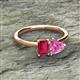 2 - Esther Emerald Shape Lab Created Ruby & Heart Shape Lab Created Pink Sapphire 2 Stone Duo Ring 