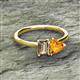 2 - Esther Emerald Shape Smoky Quartz & Heart Shape Citrine 2 Stone Duo Ring 