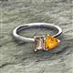 2 - Esther Emerald Shape Smoky Quartz & Heart Shape Citrine 2 Stone Duo Ring 