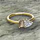 2 - Esther Emerald Shape Smoky Quartz & Heart Shape Forever Brilliant Moissanite 2 Stone Duo Ring 