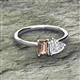 2 - Esther Emerald Shape Smoky Quartz & Heart Shape Lab Created White Sapphire 2 Stone Duo Ring 