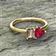 2 - Esther Emerald Shape Smoky Quartz & Heart Shape Lab Created Ruby 2 Stone Duo Ring 