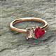 2 - Esther Emerald Shape Smoky Quartz & Heart Shape Lab Created Ruby 2 Stone Duo Ring 