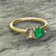 2 - Esther Emerald Shape Smoky Quartz & Heart Shape Lab Created Emerald 2 Stone Duo Ring 