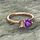 2 - Esther Emerald Shape Smoky Quartz & Heart Shape Amethyst 2 Stone Duo Ring 