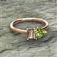 2 - Esther Emerald Shape Smoky Quartz & Heart Shape Peridot 2 Stone Duo Ring 