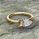 2 - Esther Emerald Shape Smoky Quartz & Heart Shape White Sapphire 2 Stone Duo Ring 