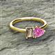 2 - Esther Emerald Shape Smoky Quartz & Heart Shape Lab Created Pink Sapphire 2 Stone Duo Ring 