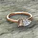 2 - Esther Emerald Shape Smoky Quartz & Heart Shape Forever Brilliant Moissanite 2 Stone Duo Ring 