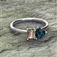 2 - Esther Emerald Shape Smoky Quartz & Heart Shape London Blue Topaz 2 Stone Duo Ring 