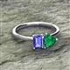 2 - Esther Emerald Shape Tanzanite & Heart Shape Lab Created Emerald 2 Stone Duo Ring 