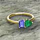 2 - Esther Emerald Shape Tanzanite & Heart Shape Lab Created Emerald 2 Stone Duo Ring 