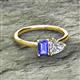 2 - Esther Emerald Shape Tanzanite & Heart Shape Forever Brilliant Moissanite 2 Stone Duo Ring 