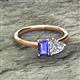 2 - Esther Emerald Shape Tanzanite & Heart Shape Forever Brilliant Moissanite 2 Stone Duo Ring 