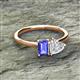 2 - Esther Emerald Shape Tanzanite & Heart Shape White Sapphire 2 Stone Duo Ring 